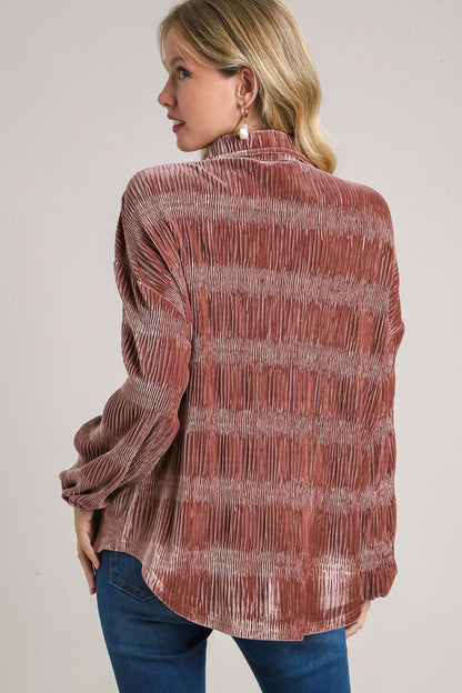 Umgee Ruched Tiered Button Up Shirt Apparel/Tops Ship from USA TikTok Tops Trendsi Umgee USA USPS Walmart Walmart Apparel Trendsi https://www.cyberehub.com