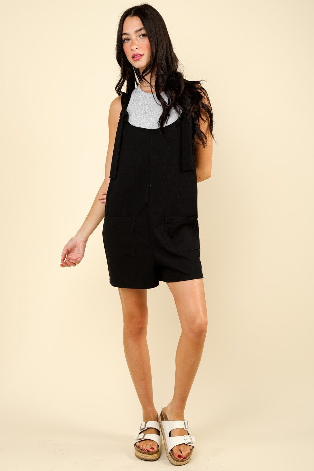 VERY J Tie Shoulder Front Pocket Romper Tops/Jackets/Sweaters Clothing Tops Ship from USA TikTok Trendsi USPS VERY J Walmart Trendsi https://www.cyberehub.com