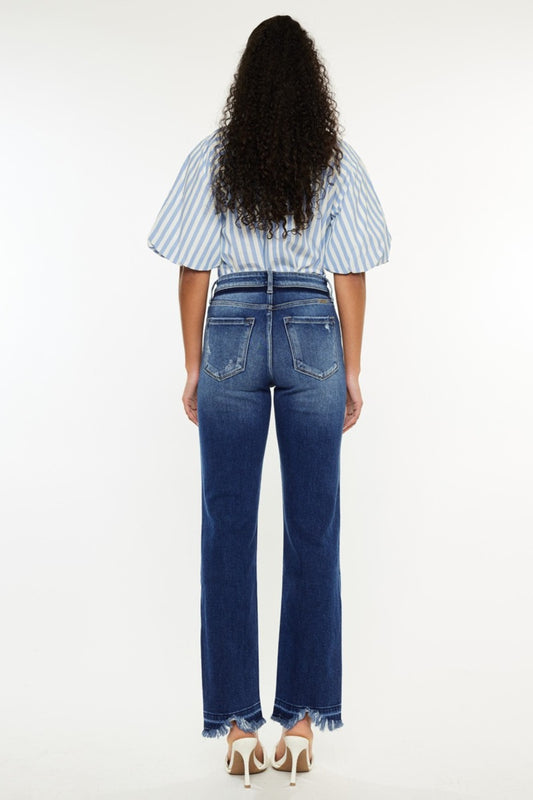 Kancan High Rise Distressed Slim Straight Jeans Bottoms Bottoms Clothing Kancan Ship from USA Women Trendsi https://www.cyberehub.com