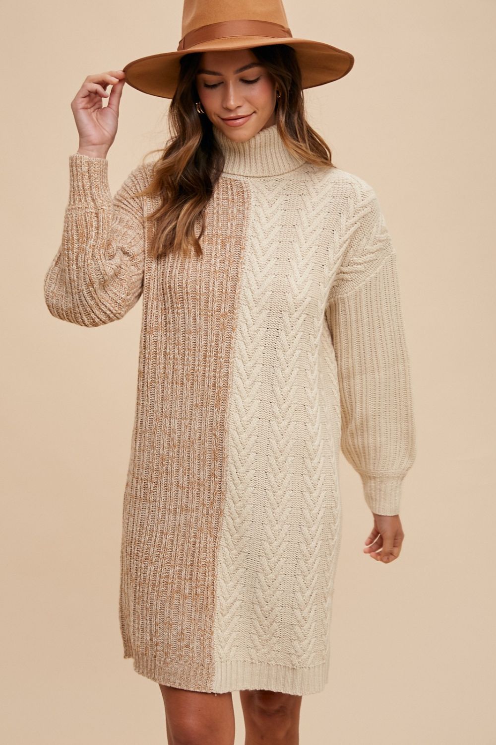Annie Wear Color Block Turtleneck Sweater Dress Apparel Annie Wear Apparel Ship from USA TikTok Trendsi Trendsi https://www.cyberehub.com