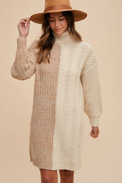 Annie Wear Color Block Turtleneck Sweater Dress Apparel Annie Wear Apparel Ship from USA TikTok Trendsi Trendsi https://www.cyberehub.com