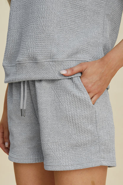 Double Take Full Size Texture Short Sleeve Top and Shorts Set Tops/Jackets/Sweaters Clothing Tops Double Take Outlets 2.20-3.30 Ship from USA TikTok Trendsi USPS Walmart Trendsi https://www.cyberehub.com