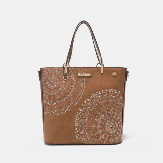 Nicole Lee USA Metallic Stitching Embroidery Inlaid Rhinestone Tote Bag Brown One Size Nicole Lee USA Ship from USA TikTok USA Trendsi https://www.cyberehub.com