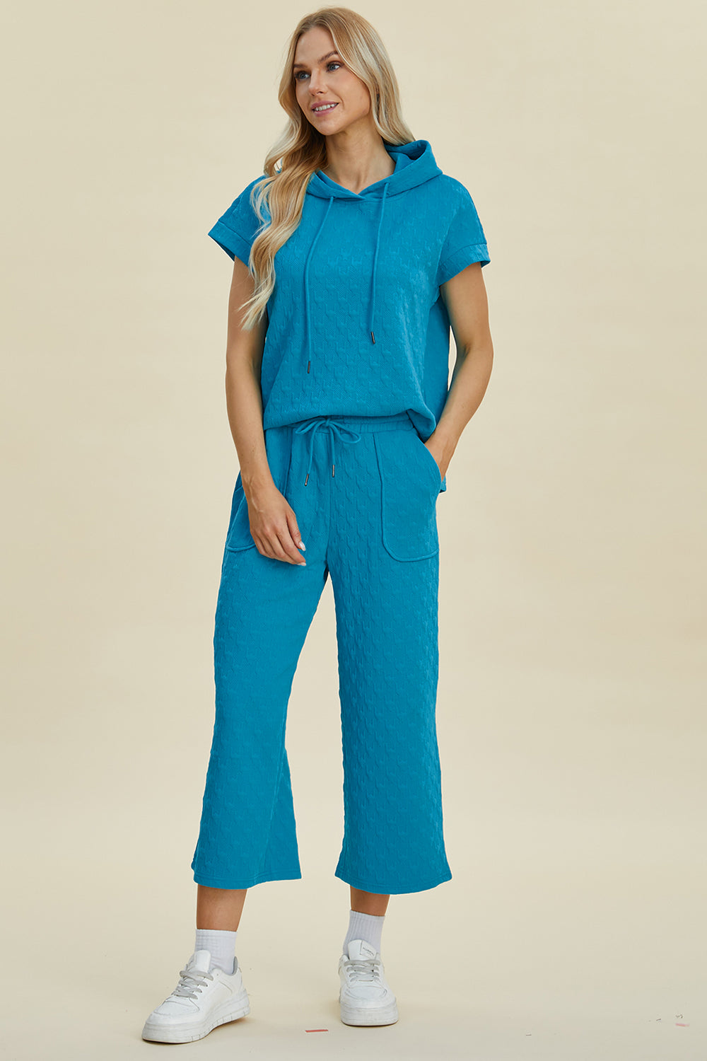 Double Take Full Size Texture Drawstring Short Sleeve Hoodie and Pocketed Pants Set Tops/Jackets/Sweaters Clothing Tops Double Take Ship from USA TikTok Trendsi USPS Walmart Trendsi https://www.cyberehub.com