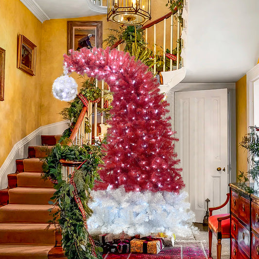 6FT Hinged Fir Artificial Fir Bent Top Christmas Tree, Xmas Tree Bendable Santa Hat Style Christmas Tree Holiday Decoration,1250 Lush Branch Tips, 300 LED Lights X-mas Furniture Giga Giga https://www.cyberehub.com