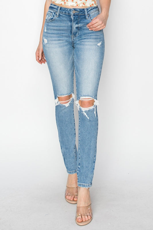 Risen Full Size High Rise Knee Distressed Skinny Jeans Light Bottoms Bottoms Clothing Pants RISEN Ship from USA Women Trendsi https://www.cyberehub.com