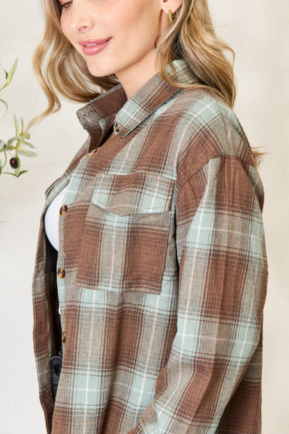Mandy Plaid Dropped Shoulder Shirt Apparel/Tops Doorbusters Mandy Ship from USA TikTok Tops Trendsi USPS Walmart Walmart Apparel Trendsi https://www.cyberehub.com
