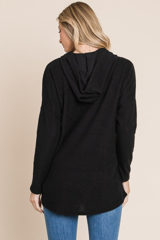 BOMBOM Contrast Drawstring Drop Shoulder Knit Hoodie Tops/Jackets/Sweaters BOMBOM Clothing Tops Ship from USA TikTok Trendsi USPS Walmart Trendsi https://www.cyberehub.com