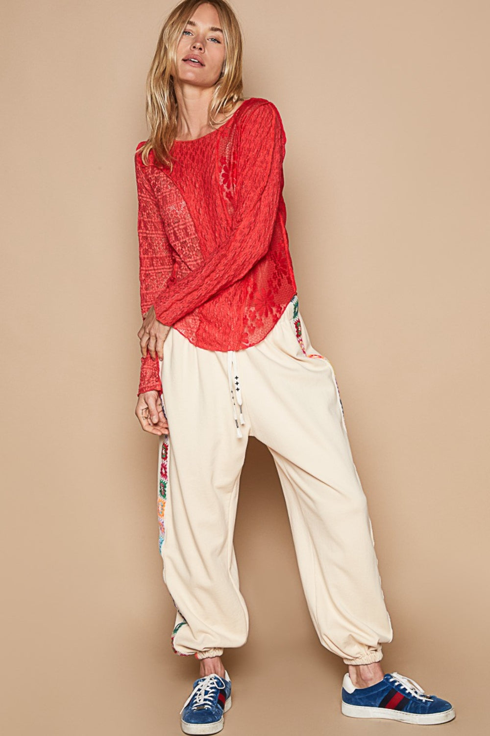POL Exposed Seam Long Sleeve Lace Knit Top Shirt Apparel Clothing Tops POL Ship from USA Shirts USA Women Trendsi https://www.cyberehub.com