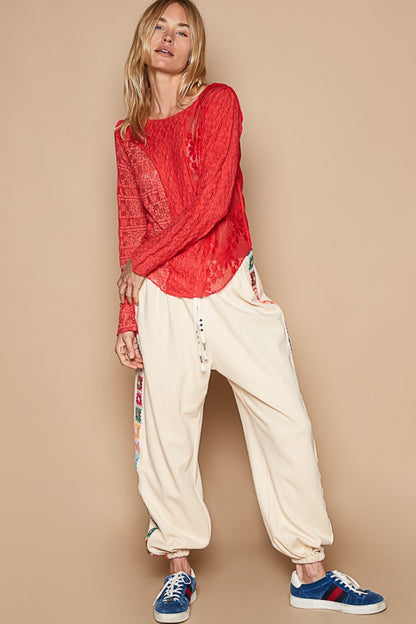 POL Exposed Seam Long Sleeve Lace Knit Top Shirt Apparel Clothing Tops POL Ship from USA Shirts USA Women Trendsi https://www.cyberehub.com