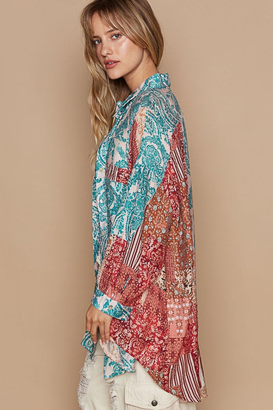 POL Long Sleeve Printed Button Down Shirt Apparel/Tops POL Ship from USA TikTok Tops Trendsi USPS Walmart Walmart Apparel Trendsi https://www.cyberehub.com