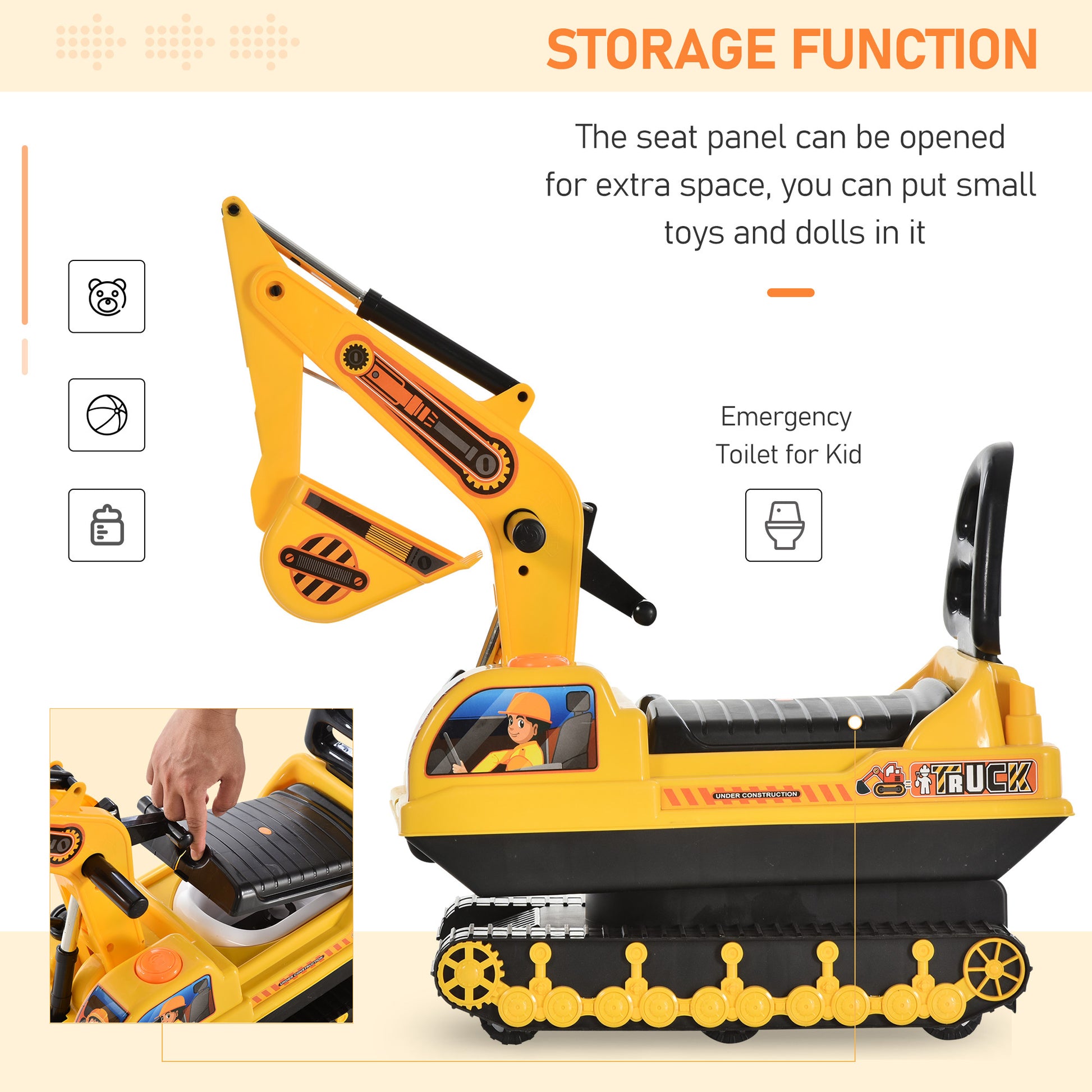 NO POWER Ride On Excavator Toy Tractors Digger Movable Scooter Walker Pretend Play Toddler Construction Truck Basket Storage For Boys Girls 3 Years Old Yellow Black Car Giga GNJ Toys Walmart Giga https://www.cyberehub.com