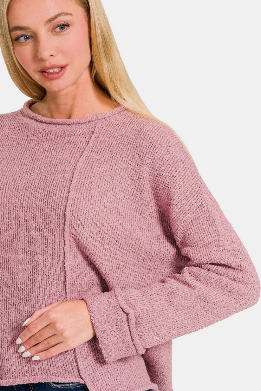 Zenana Asymmetric Hem Drop Shoulder Sweater Shirt Apparel Clothing Tops Ship from USA Shirts USA Women Zenana Trendsi https://www.cyberehub.com