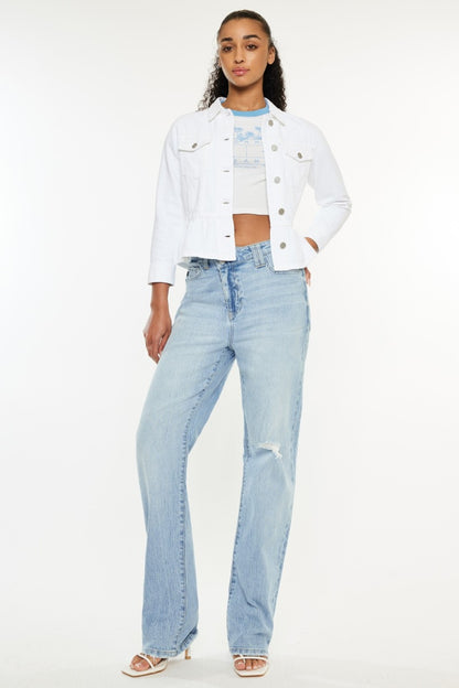 Kancan Distressed High Waist Straight Jeans Light Bottoms Bottoms Clothing Kancan Ship from USA Women Trendsi https://www.cyberehub.com