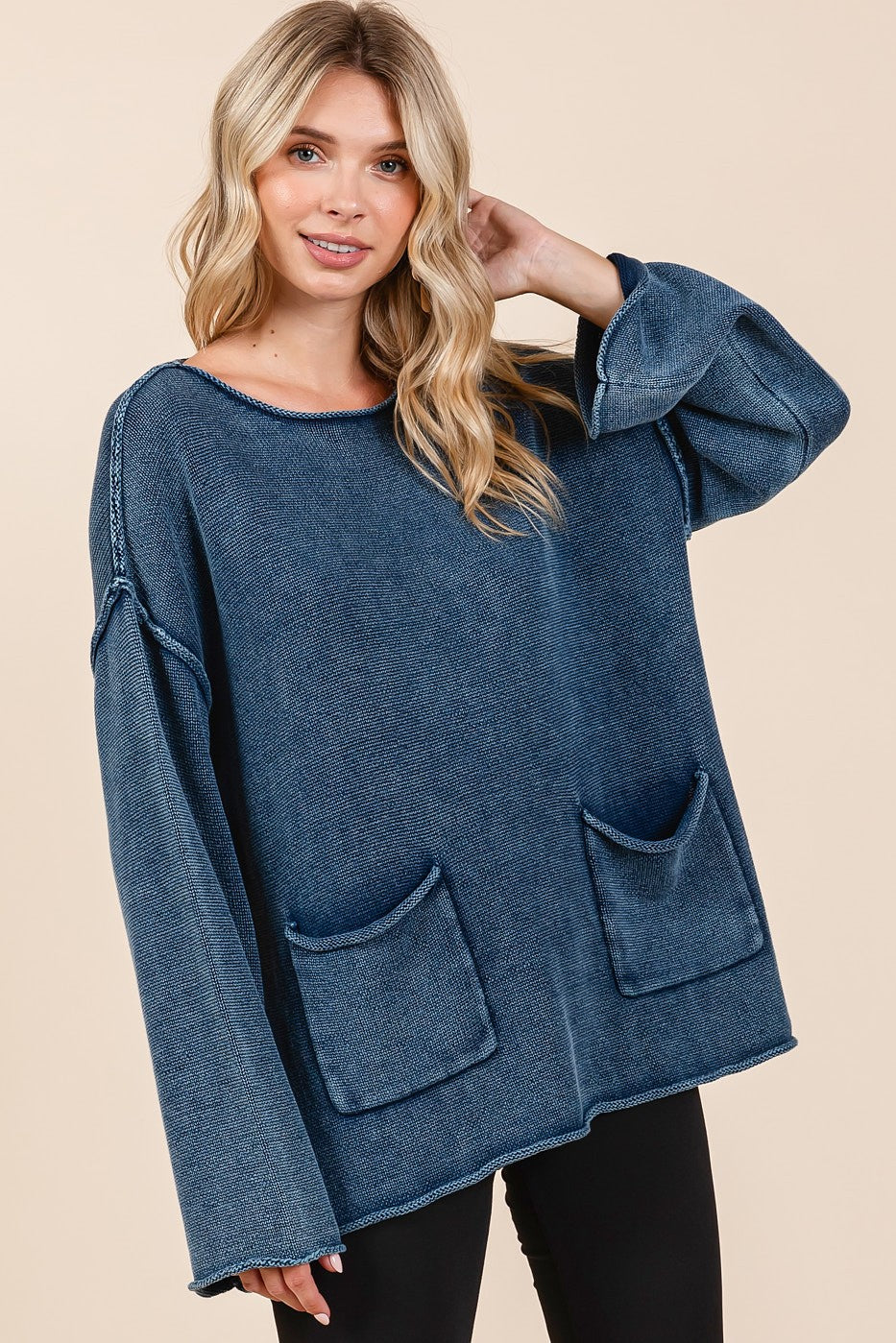 Mittoshop Mineral Wash Patch Pocket Cut Edge Sweater Tops/Jackets/Sweaters Clothing Tops Mittoshop Ship from USA TikTok Trendsi USPS Walmart Trendsi https://www.cyberehub.com