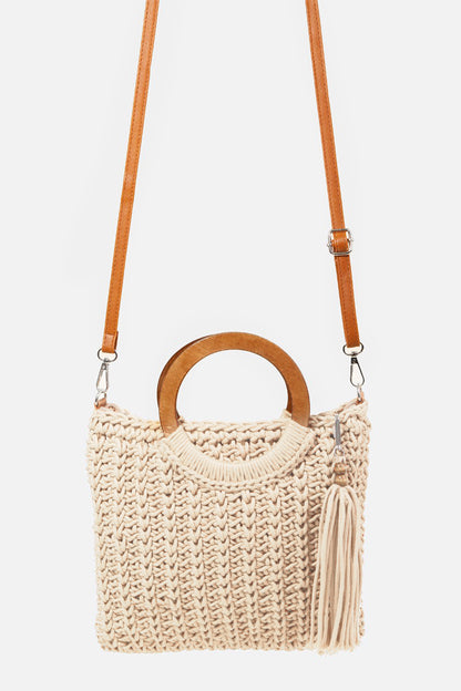 Fame Crochet Knit Convertible Tote Bag with Tassel Fame Accessories Ship from USA TikTok USA Trendsi https://www.cyberehub.com