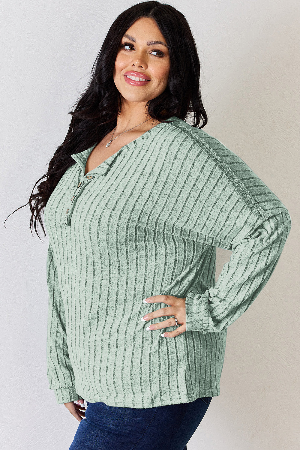Basic Bae Full Size Ribbed Half Button Long Sleeve T-Shirt Apparel/Tops Basic Bae Ship from USA TikTok Tops Trendsi USPS Walmart Walmart Apparel Trendsi https://www.cyberehub.com