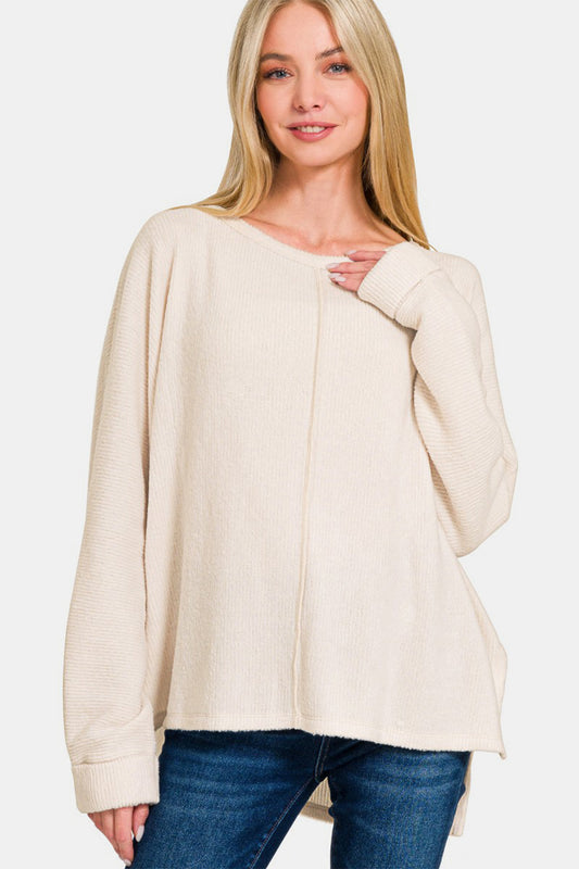 Zenana High-Low Side Slit Round Neck T-Shirt Apparel/Tops Ship from USA TikTok Tops Trendsi USPS Walmart Walmart Apparel Zenana Trendsi https://www.cyberehub.com