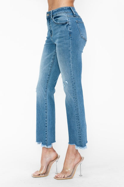 bytos Raw Hem Distressed Mid Rise Crop Jeans Apparel Apparel bytos Ship from USA TikTok Trendsi Trendsi https://www.cyberehub.com