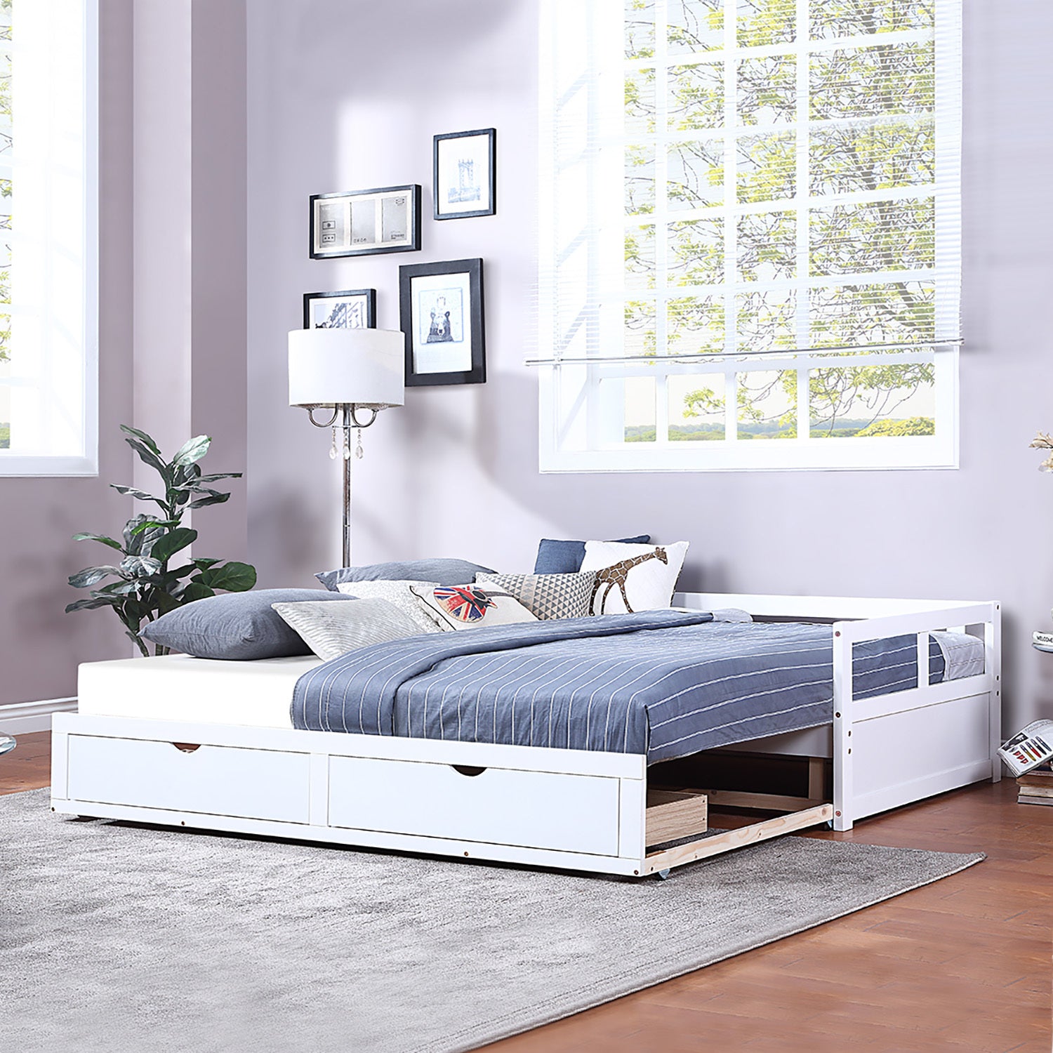 Wooden Daybed with Trundle Bed and Two Storage Drawers , Extendable Bed Daybed,Sofa Bed for Bedroom Living Room,White Furniture Giga GNJ Home Home & Garden Home Goods Walmart Giga https://www.cyberehub.com