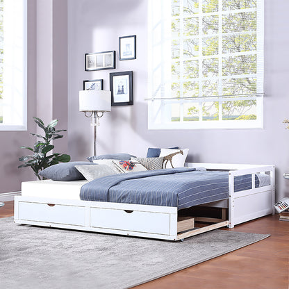 Wooden Daybed with Trundle Bed and Two Storage Drawers , Extendable Bed Daybed,Sofa Bed for Bedroom Living Room,White Furniture Giga GNJ Home Home & Garden Home Goods Walmart Giga https://www.cyberehub.com