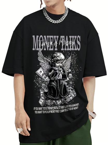 MONEY TALKS Manga Graphic Pattern Men's Street Style Short Sleeve Round Neck T-shirt, Summer Outdoor Apparel/Shirt/Graphic Shirt SNULLO https://www.cyberehub.com