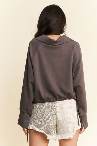 Davi & Dani Drawstring Hem Half Zip Raglan Sleeve Sweatshirt Apparel Apparel Davi & Dani Ship from USA TikTok Trendsi Trendsi https://www.cyberehub.com