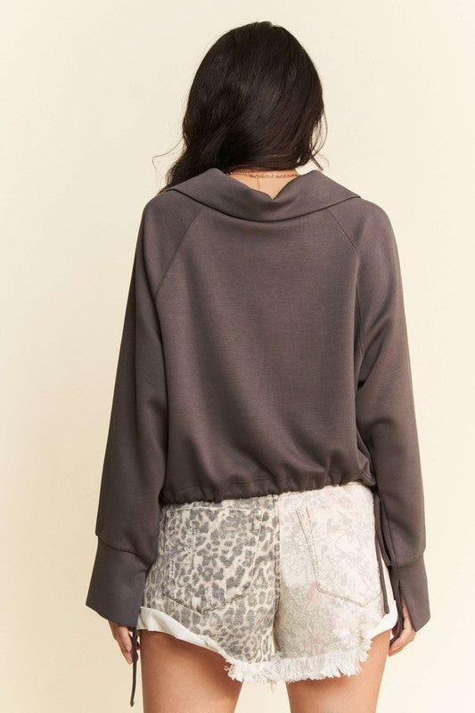 Davi & Dani Drawstring Hem Half Zip Raglan Sleeve Sweatshirt Apparel Apparel Davi & Dani Ship from USA TikTok Trendsi Trendsi https://www.cyberehub.com