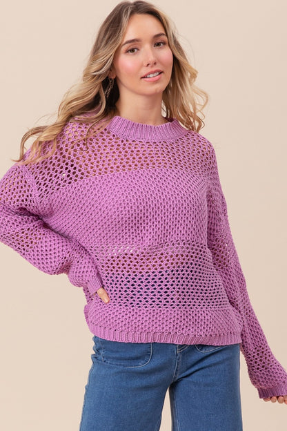 BiBi Openwork Long Sleeve Knit Top Shirt Apparel BiBi Clothing Tops Ship from USA Shirts USA Women Trendsi https://www.cyberehub.com