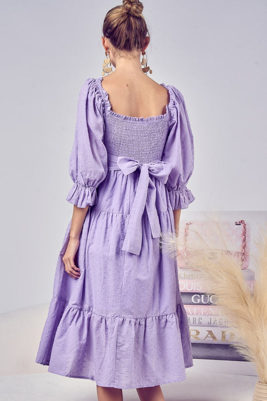 BiBi Swiss Dot Flounce Sleeve Smocked Tiered Midi Dress Apparel/Dress BiBi Dress Ship from USA TikTok Trendsi USPS Walmart Walmart Apparel Trendsi https://www.cyberehub.com