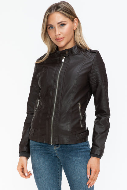 Snobbish PU Leather Biker Jacket with Side Zip Pockets Tops/Jackets/Sweaters Clothing Tops Ship from USA Snobbish TikTok Trendsi USPS Walmart Trendsi https://www.cyberehub.com