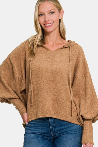 Zenana Brushed Hacci Drop Shoulder Cropped Hoodie Deep Camel Shirt Apparel Clothing Tops Ship from USA Shirts USA Women Zenana Trendsi https://www.cyberehub.com