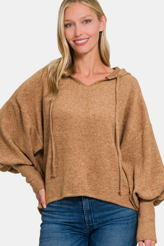 Zenana Brushed Hacci Drop Shoulder Cropped Hoodie Deep Camel Shirt Apparel Clothing Tops Ship from USA Shirts USA Women Zenana Trendsi https://www.cyberehub.com