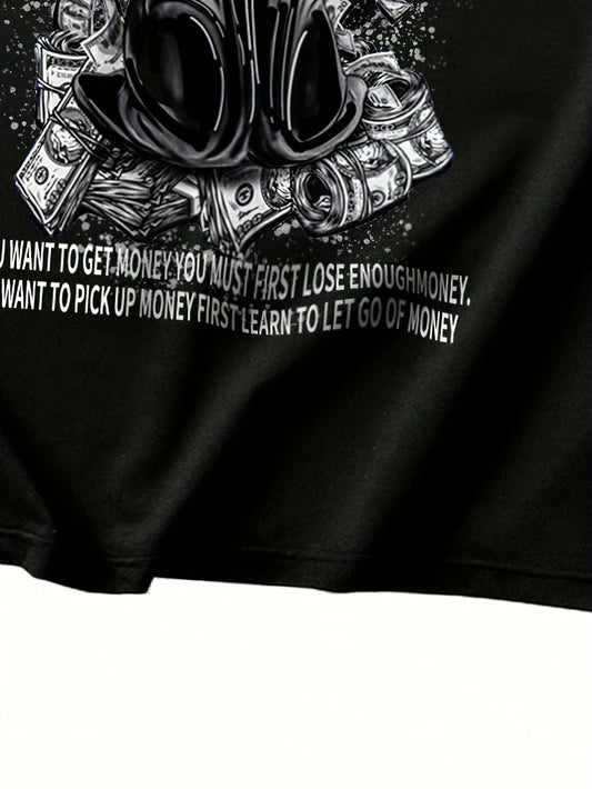 MONEY TALKS Manga Graphic Pattern Men's Street Style Short Sleeve Round Neck T-shirt, Summer Outdoor Apparel/Shirt/Graphic Shirt SNULLO https://www.cyberehub.com