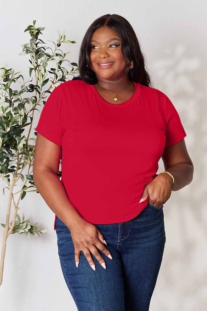 Basic Bae Full Size Round Neck Short Sleeve T-Shirt Apparel/Tops Basic Bae Ship from USA TikTok Tops Trendsi USPS Walmart Walmart Apparel Trendsi https://www.cyberehub.com