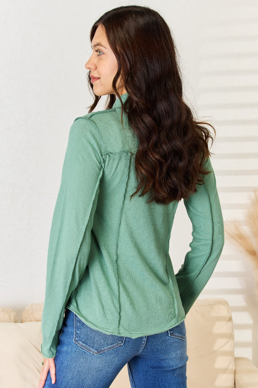 POL Exposed Seam Long Sleeve Knit Top Apparel/Tops POL Ship from USA TikTok Tops Trendsi USPS Walmart Walmart Apparel Trendsi https://www.cyberehub.com