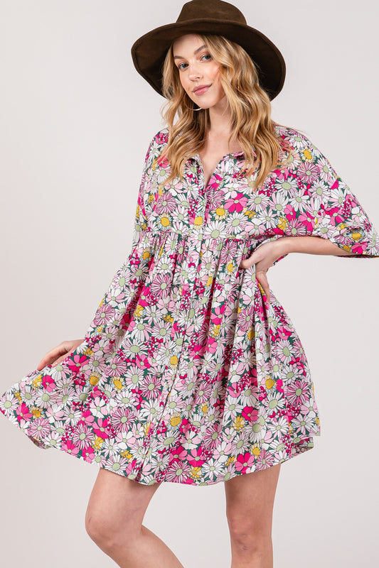 SAGE + FIG Floral Button Down Mini Shirt Dress Apparel/Dress Dress SAGE+FIG Ship from USA TikTok Trendsi USPS Walmart Walmart Apparel Trendsi https://www.cyberehub.com