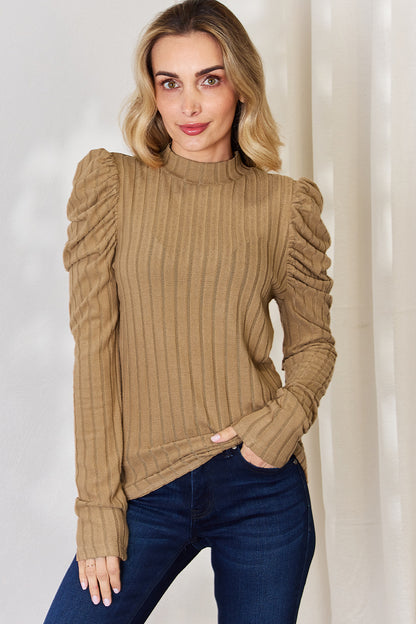 Basic Bae Full Size Ribbed Mock Neck Puff Sleeve T-Shirt Khaki Apparel/Tops Basic Bae Ship from USA TikTok Tops Trendsi USPS Walmart Walmart Apparel Trendsi https://www.cyberehub.com