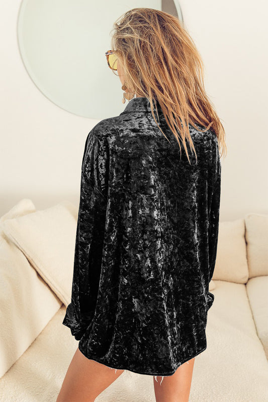 BiBi Button Up Long Sleeve Velvet Shirt Tops/Jackets/Sweaters BiBi Clothing Tops Ship from USA TikTok Trendsi USPS Walmart Trendsi https://www.cyberehub.com