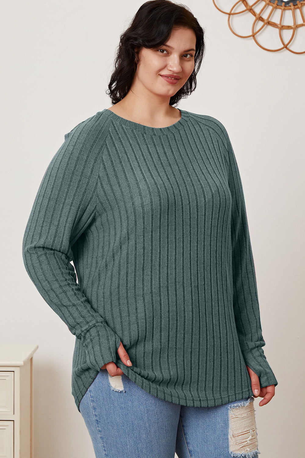 Basic Bae Full Size Ribbed Thumbhole Sleeve T-Shirt Apparel/Tops Basic Bae Ship from USA TikTok Tops Trendsi USPS Walmart Walmart Apparel Trendsi https://www.cyberehub.com
