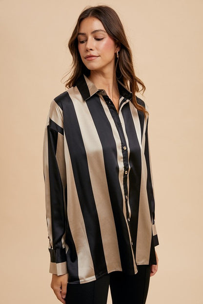Annie Wear Striped Dropped Shoulder Button Up Shirt Apparel Annie Wear Apparel Ship from USA TikTok Trendsi Trendsi https://www.cyberehub.com