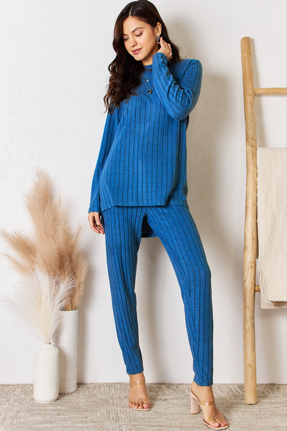 Basic Bae Full Size Ribbed Round Neck High-Low Slit Top and Pants Set Apparel/Tops Basic Bae Ship from USA TikTok Tops Trendsi USPS Walmart Walmart Apparel Trendsi https://www.cyberehub.com