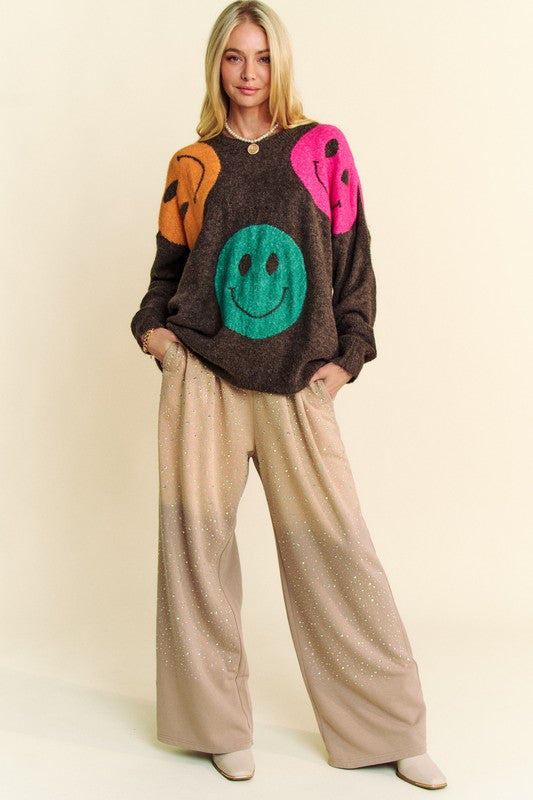 Davi & Dani Contrast Smile Round Neck Oversize Sweater Tops/Jackets/Sweaters Clothing Tops Davi & Dani Ship from USA TikTok Trendsi USPS Walmart Trendsi https://www.cyberehub.com