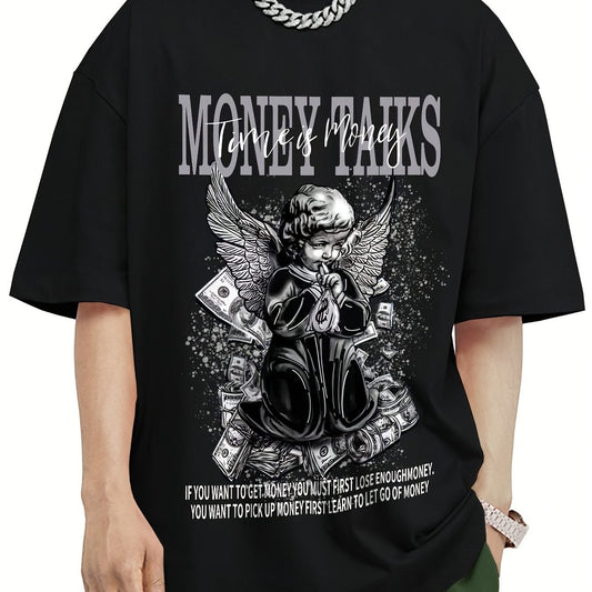 MONEY TALKS Manga Graphic Pattern Men's Street Style Short Sleeve Round Neck T-shirt, Summer Outdoor Apparel/Shirt/Graphic Shirt SNULLO https://www.cyberehub.com