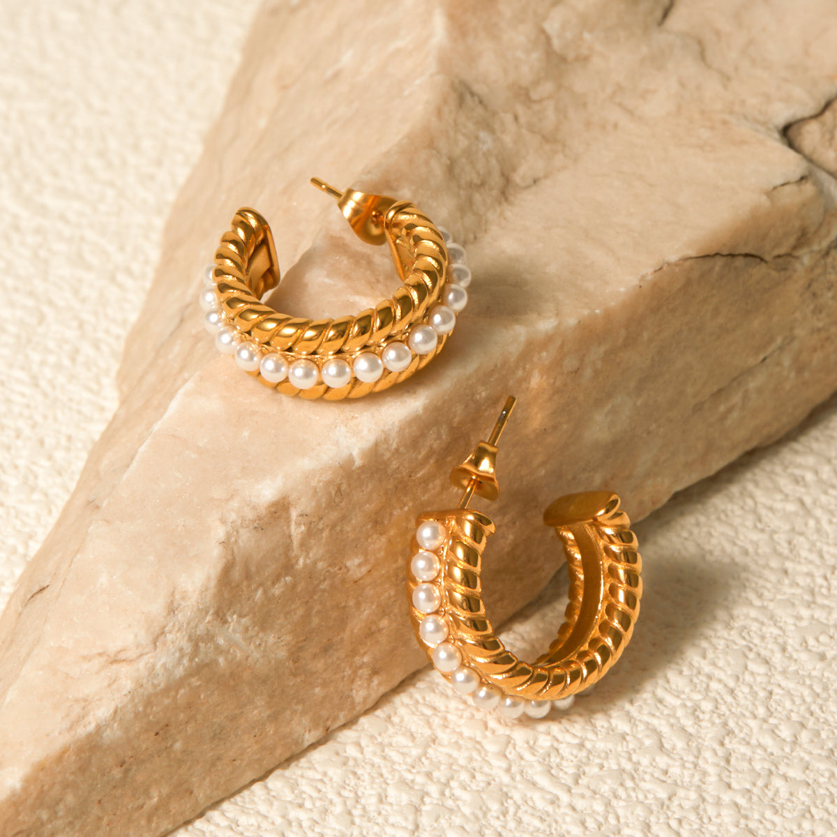 Stainless Steel Pearl C-Hoop Earrings Jack&Din Jewelry Ship from USA TikTok USA Trendsi https://www.cyberehub.com