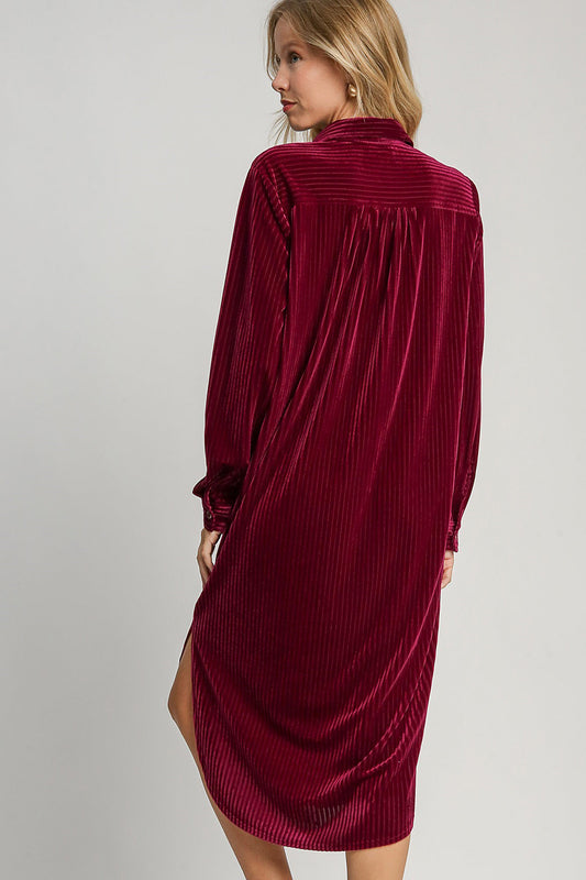 Umgee Texture Curved Hem Button Down Shirt Dress Apparel/Dress Dress Ship from USA TikTok Trendsi Umgee USA USPS Walmart Walmart Apparel Trendsi https://www.cyberehub.com