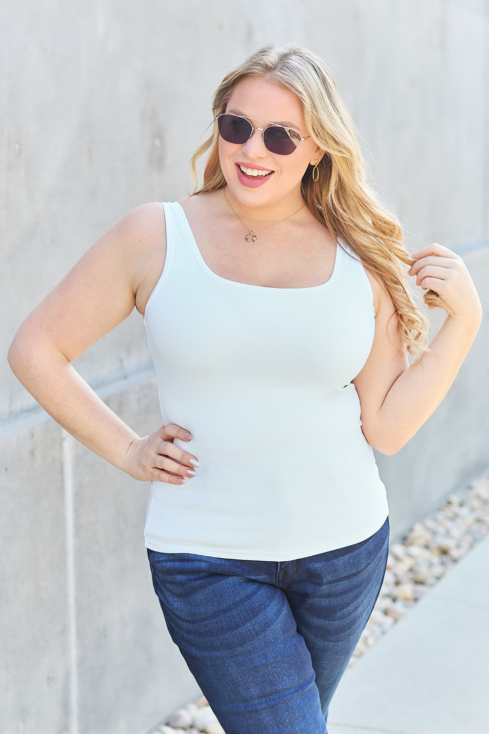 Basic Bae Full Size Square Neck Wide Strap Tank Apparel/Tops Basic Bae Ship from USA TikTok Tops Trendsi USPS Walmart Walmart Apparel Trendsi https://www.cyberehub.com