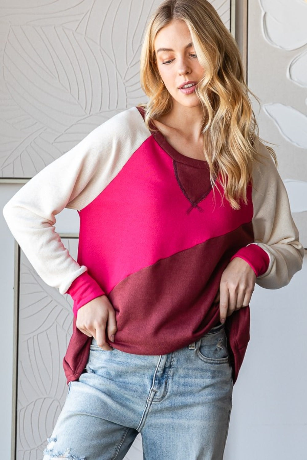 HOPELY Color Block Long Sleeve T-Shirt Tops/Jackets/Sweaters Clothing Tops HOPELY Ship from USA TikTok Trendsi USPS Walmart Trendsi https://www.cyberehub.com