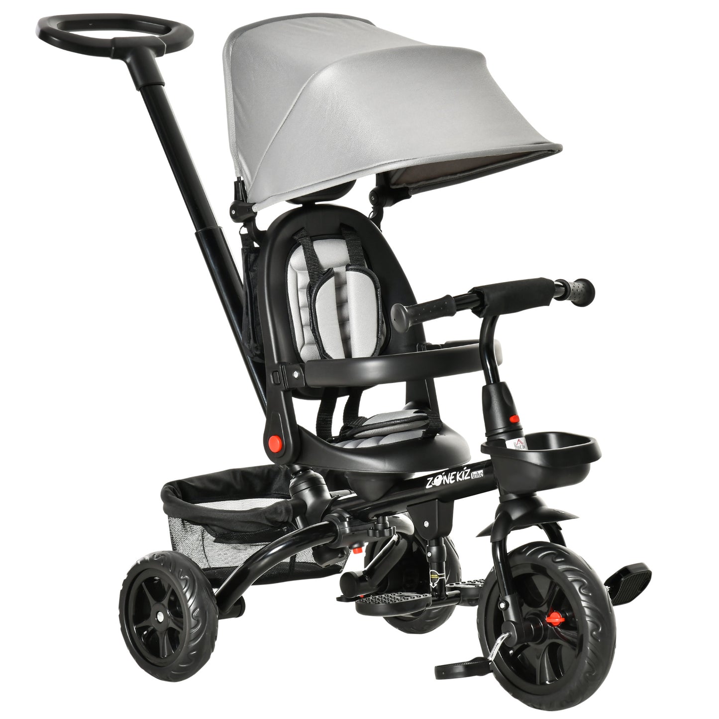 Baby Tricycle 4 In 1 Trike w/ Reversible Angle Adjustable Seat Removable Handle Canopy Handrail Belt Storage Footrest Brake Clutch for 1-5 Years Old Grey Giga GNJ Kids Toys Giga https://www.cyberehub.com