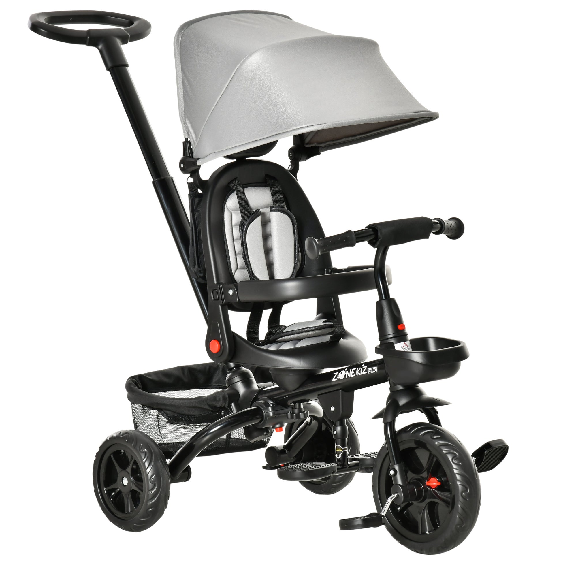 Baby Tricycle 4 In 1 Trike w/ Reversible Angle Adjustable Seat Removable Handle Canopy Handrail Belt Storage Footrest Brake Clutch for 1-5 Years Old Grey Giga GNJ Kids Toys Giga https://www.cyberehub.com